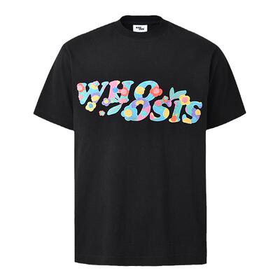 WHOOSIS（不知其名）彩色花卉刺绣LOGO短袖新中式t恤夏幻影休闲男