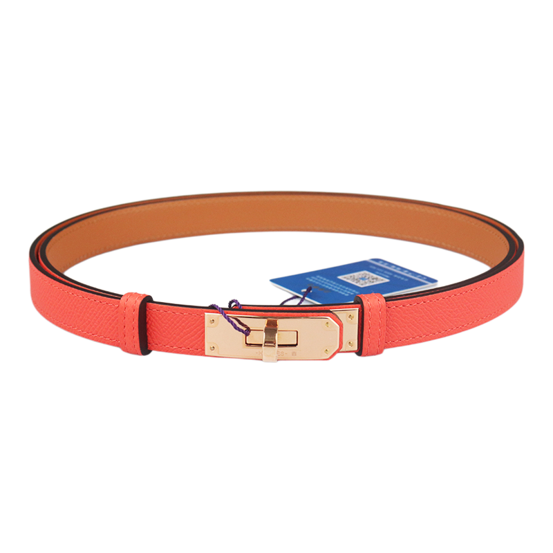 HERMES「爱马仕」KELLY 18腰带原野橙EPSOM皮1.8cm宽60-100cm腰带