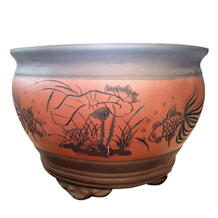 大号紫砂水缸庭院睡莲荷花盆观背古法养鱼缸风水缸养龟招财陶瓷盆