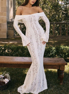 U 54581 Lace off-shoulder formal dress 蕾丝一字肩礼服裙