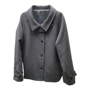 王菲机场同款灰色短款羊毛大衣女早春新款翻领韩版宽松毛呢外套潮