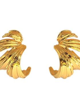 盐岛烟火耳圈大号秋冬新款金色夸张耳饰女款原创小众独特复古耳环