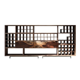 野木1978 山随影动茶杯架博古架边柜展示架新中式侘寂黑胡桃现代