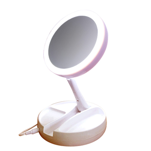 10倍放大化妆镜双面放大台式led灯补光可折叠便携折叠携带化妆盒