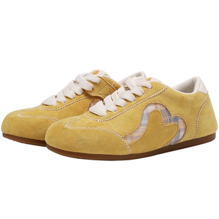 彩虹熊女童黄色德训鞋2026春季新款少女鞋防滑平底儿童运动休闲鞋