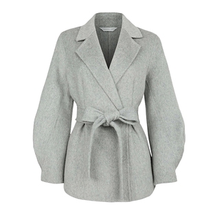 sdeer圣迪奥冬季女装OL风西装领收腰双面呢短款大衣S23482602