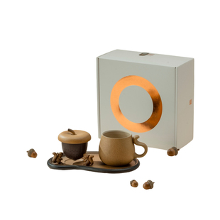 万仟堂新款陶瓷办公杯茶水分离泡茶杯带茶盘家用茶具套装举个栗子