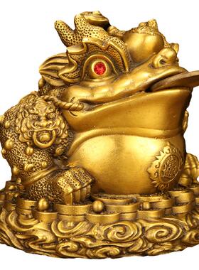 老铜匠新款三足金蟾如意金蟾摆件蟾蜍金蟾金蟾招财摆件办公室客厅