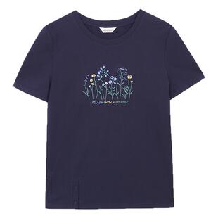 米兰登中老年妈妈装2025年夏季新款圆领时尚绣花T恤女短袖上衣薄