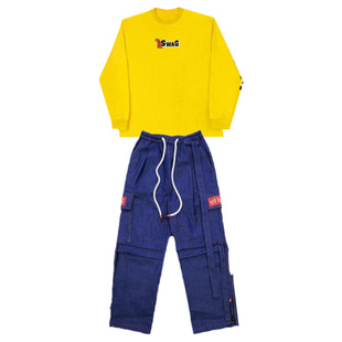 六一儿童街舞演出服嘻哈男童炸街印花长袖T恤hiphop牛仔裤子男童