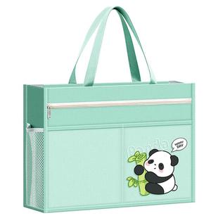 超大号A3美术袋8开8k文件袋手提书袋防水拉链式儿童补习袋大容量帆布小学生画画马克笔收纳包网格手拎资料包