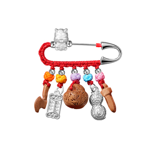 小马胸针马年宝宝别针桃篮桃木挂件儿童马元素饰品新生婴儿满月礼