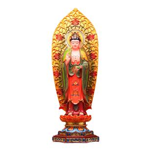 唐三彩西方三圣树脂佛像 阿弥陀佛 观音菩萨 家居供奉工艺品摆件