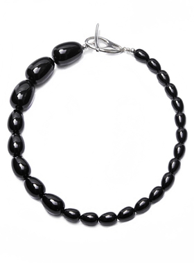 OT扣黑玛瑙锁骨链黑色项链女