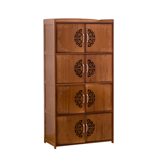 中式餐边柜茶水柜实木竹置物架储物柜客厅碗柜收纳柜简易厨房柜子