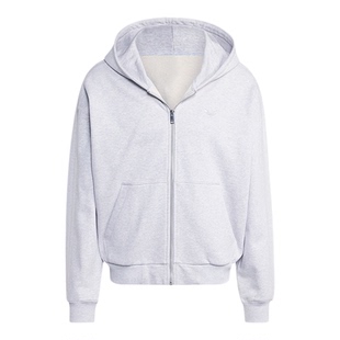 adidas阿迪达斯三叶草新款全开襟运动宽松连帽男夹克外套 JW1071