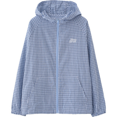 初中生2026春季新款学院风格子外套女青少年休闲连帽长袖外搭开衫