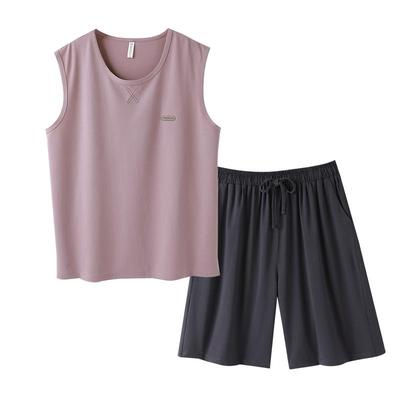 睡衣男士夏季莫代尔背心家居服