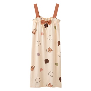 浪莎纯棉吊带睡裙女夏季薄款2025新款少女甜美可爱学生带胸垫睡衣