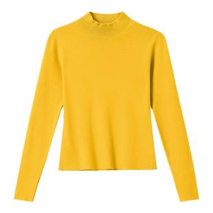 薄款半高领针织衫女春季套头高腰修身打底内搭小个子上衣短款毛衣