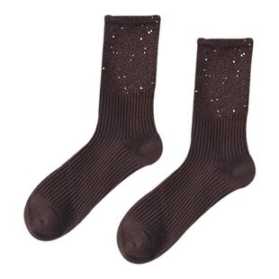 满天星亮片纯色袜子女堆堆袜秋冬韩系百搭欧货洋气时尚网红饰品袜