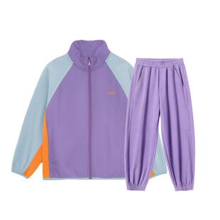 EBAER儿童运动套装2026春装新款男女童撞色开衫外套裤子两件套潮