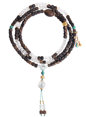 心斋堂沉香白水晶手串