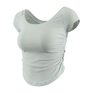 Ackdcs裸感瑜伽服女夏季薄款短袖普拉提上衣专业跑步健身运动T恤