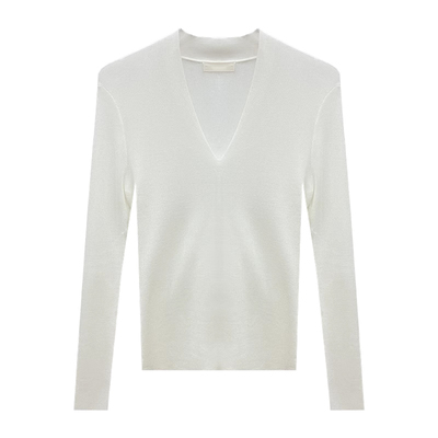 V领修身上衣女长袖针织打底衫