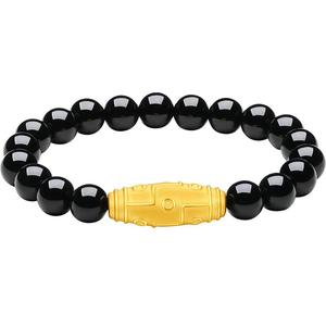 周六福黄金手链定价男款玛瑙足金吉祥天珠手串官方节日礼物