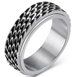 钛钢龙鳞戒指男高级感单身个性嘻哈龙形转动指环本命龙年复古国潮