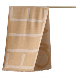 ELLE红色披肩女士秋冬季护肩户外保暖含羊毛时尚外搭新年新款围巾