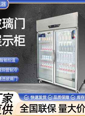 饮料冷藏柜双门保鲜柜超市便利店果蔬冷藏柜酒水饮料玻璃门展示柜