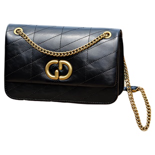 红谷包包女式新款牛皮单肩腋下包菱格链条包斜挎包百搭通勤女士包