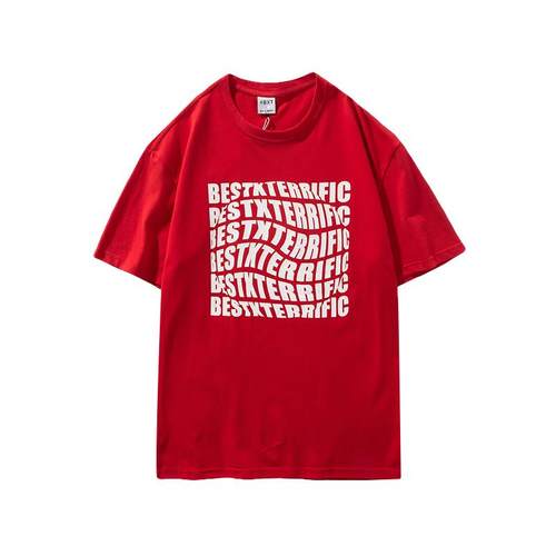 韩系超火cec短袖t恤男港风扭曲字母上衣抹红色情侣半袖ins宽松