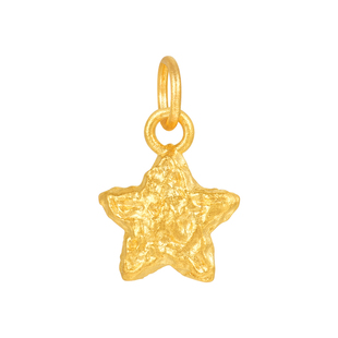 明牌珠宝幸运星古法黄金吊坠 足金锤纹幸运五角星项坠挂件AFC0948