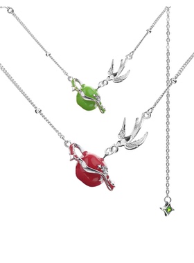 925纯银个性甜酷风苹果飞鸟项链
