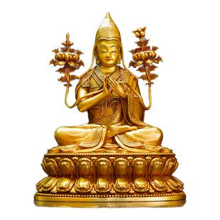 纯铜尼泊尔工艺麦彭仁波切佛像精品仿古鎏金铜像装饰摆件七/十寸