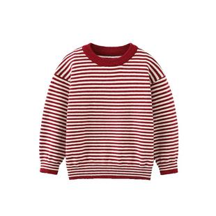 [骏马福裳羊绒衫]齐齐熊宝宝毛衣冬款红色男童拜年服儿童新年打底