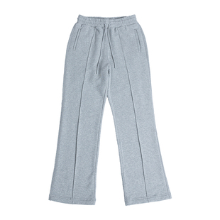 CHANSOAR 秋冬中缝烟灰色微喇加绒卫裤纯色休闲长裤百搭长裤男女