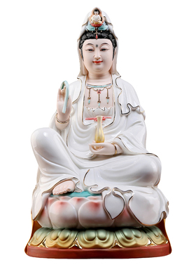 戴玉堂德化白瓷坐莲观音供奉摆件