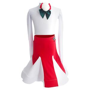 圣诞节服装儿童女孩秋冬表演服2024年新款拉丁舞服女童演出圣诞裙