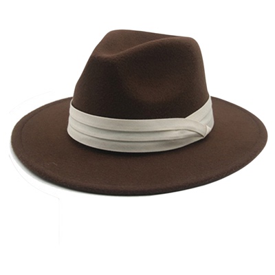 美拉德复古爵士帽三折带毛毡帽子