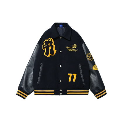 RIC重磅章仔绣花翻领夹棉棒球服