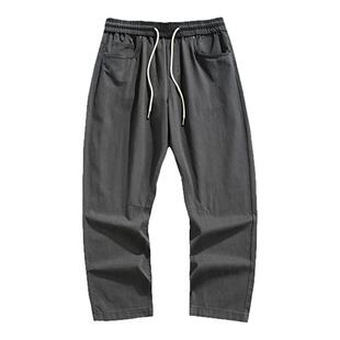日系松弛感裤子天丝休闲裤男士秋冬新款潮牌莱赛尔宽松直筒工装裤