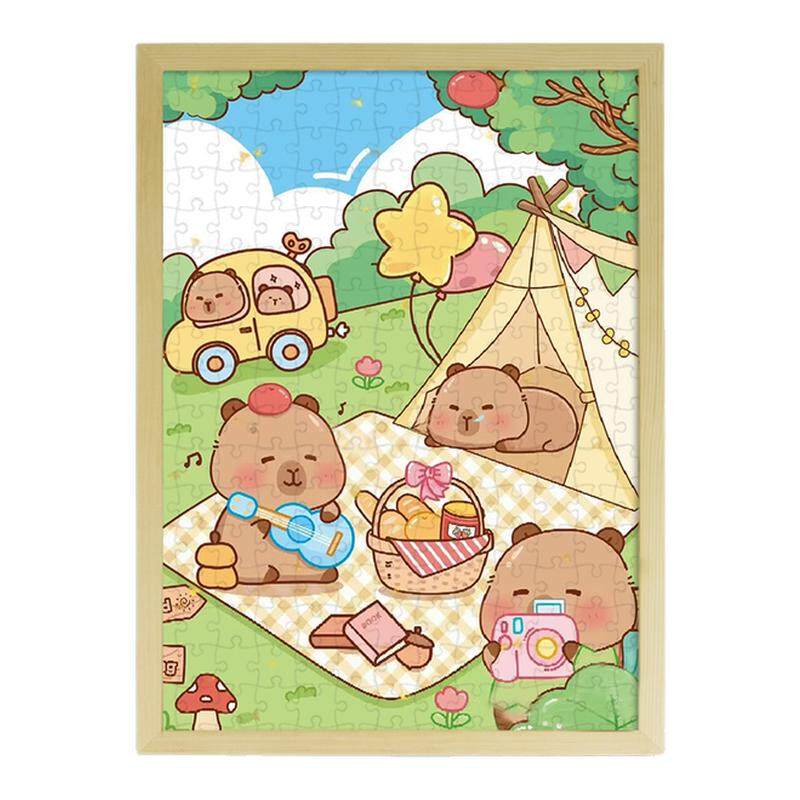 卡皮巴拉拼图500片木质有相框