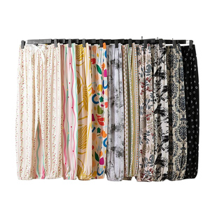 新款花色棉绸睡裤女士薄款绵绸束脚裤居家可外穿人造棉遛弯防蚊裤