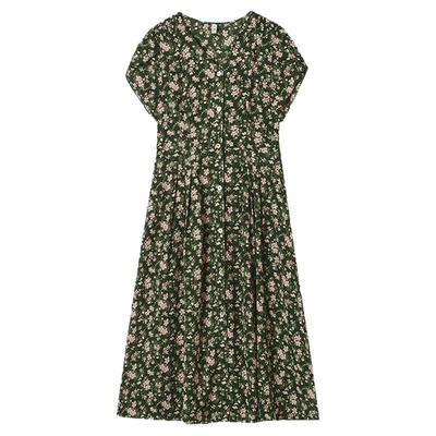 碎花修身中长裙连衣裙