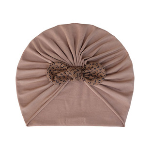 婴儿帽子春秋莫代尔可爱碎花蝴蝶结小月龄女宝宝初生新生儿胎帽夏