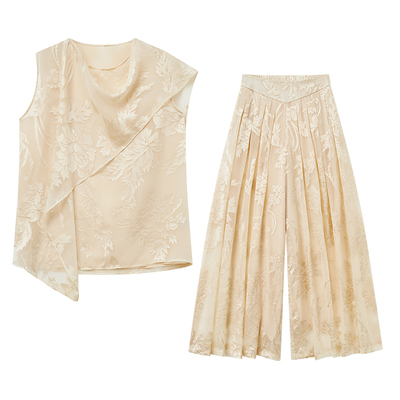 无线wuxian新中式两件套缎面提花